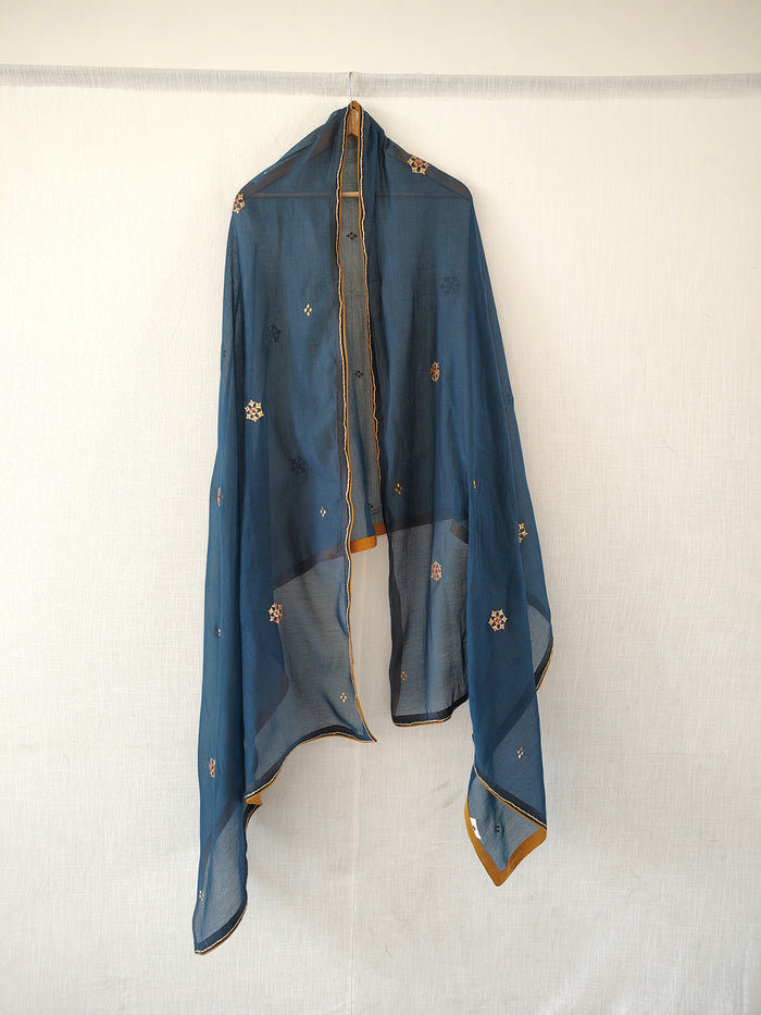 Blue Floral Gota Patti Embroidered Festive Dupatta