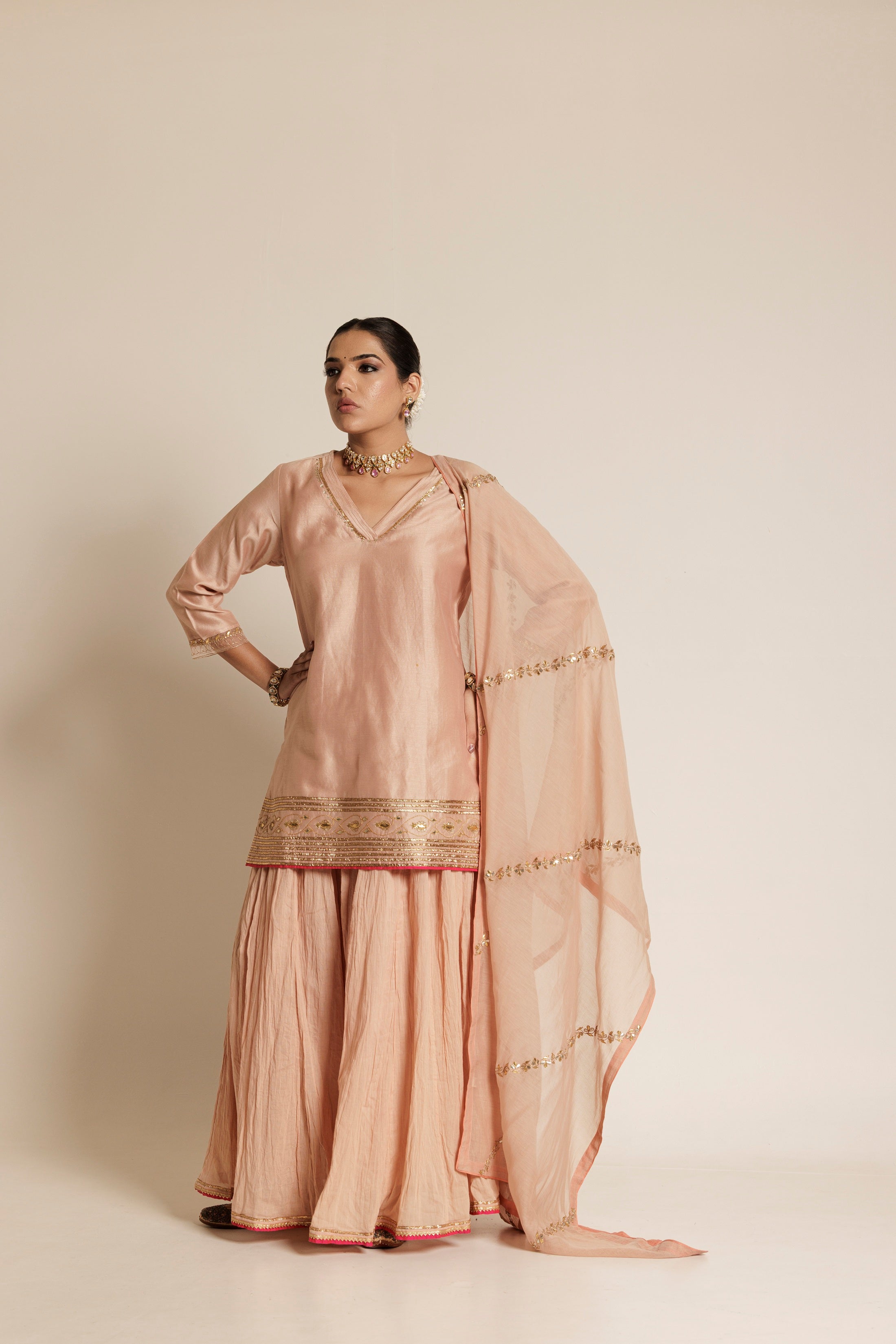 Blush Gota-Patti Handwork Chanderi Dupatta