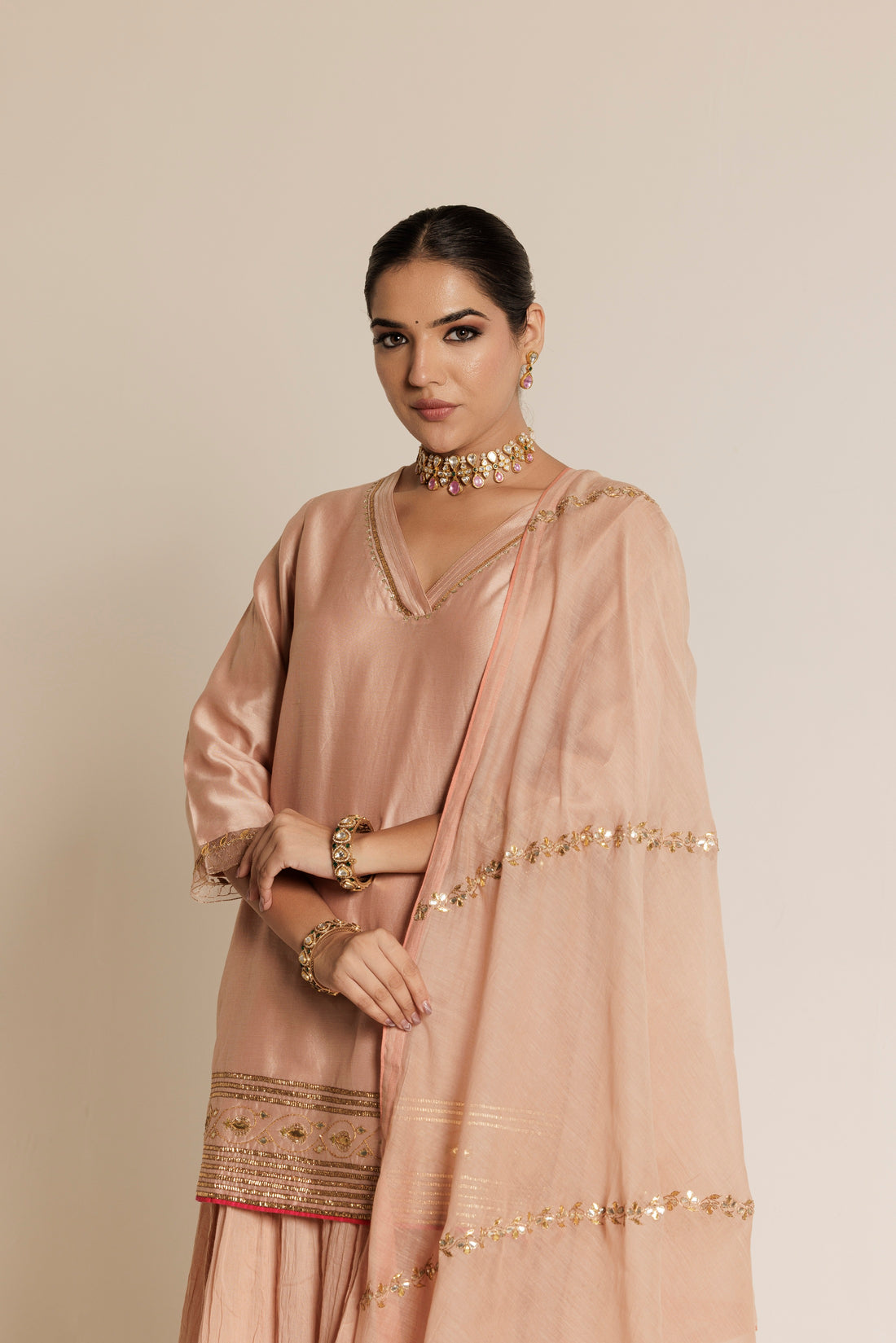 Blush Gota-Patti Handwork Chanderi Dupatta