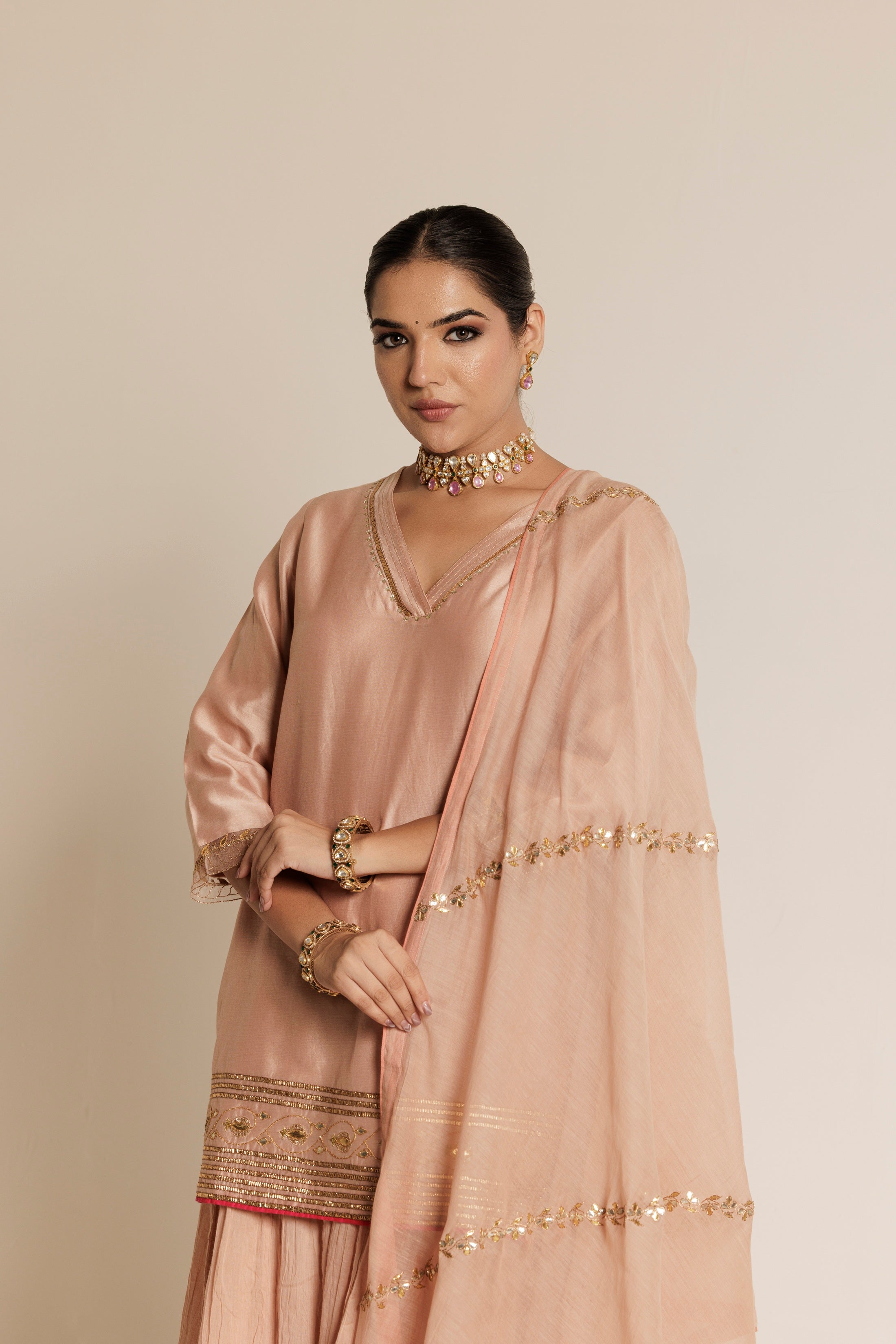 Blush Gota-Patti Handwork Chanderi Dupatta