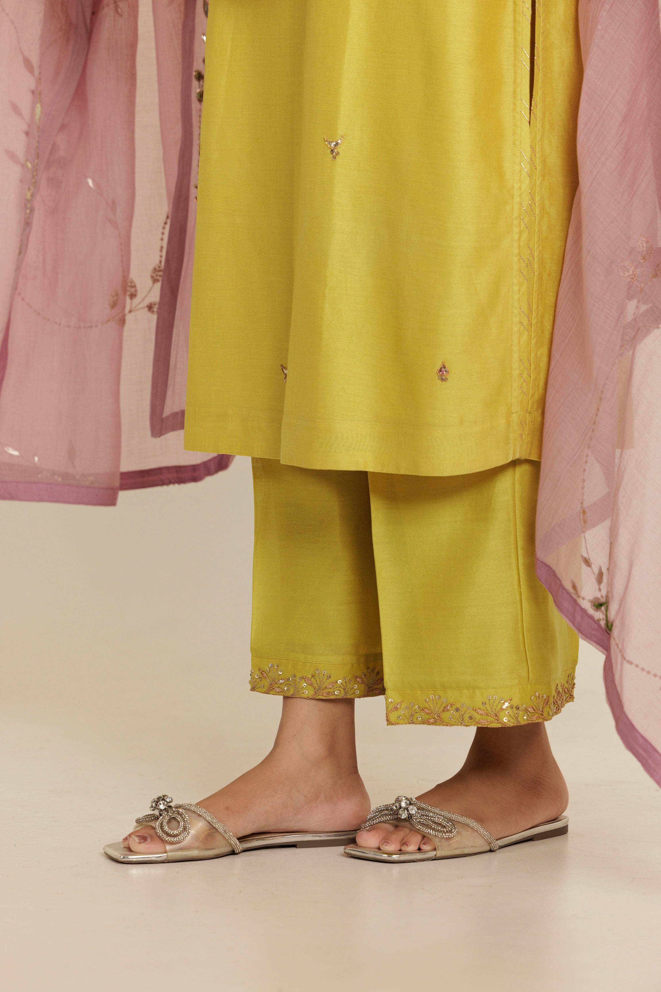 Lavender & Mustard Dandelion Bel Dupatta