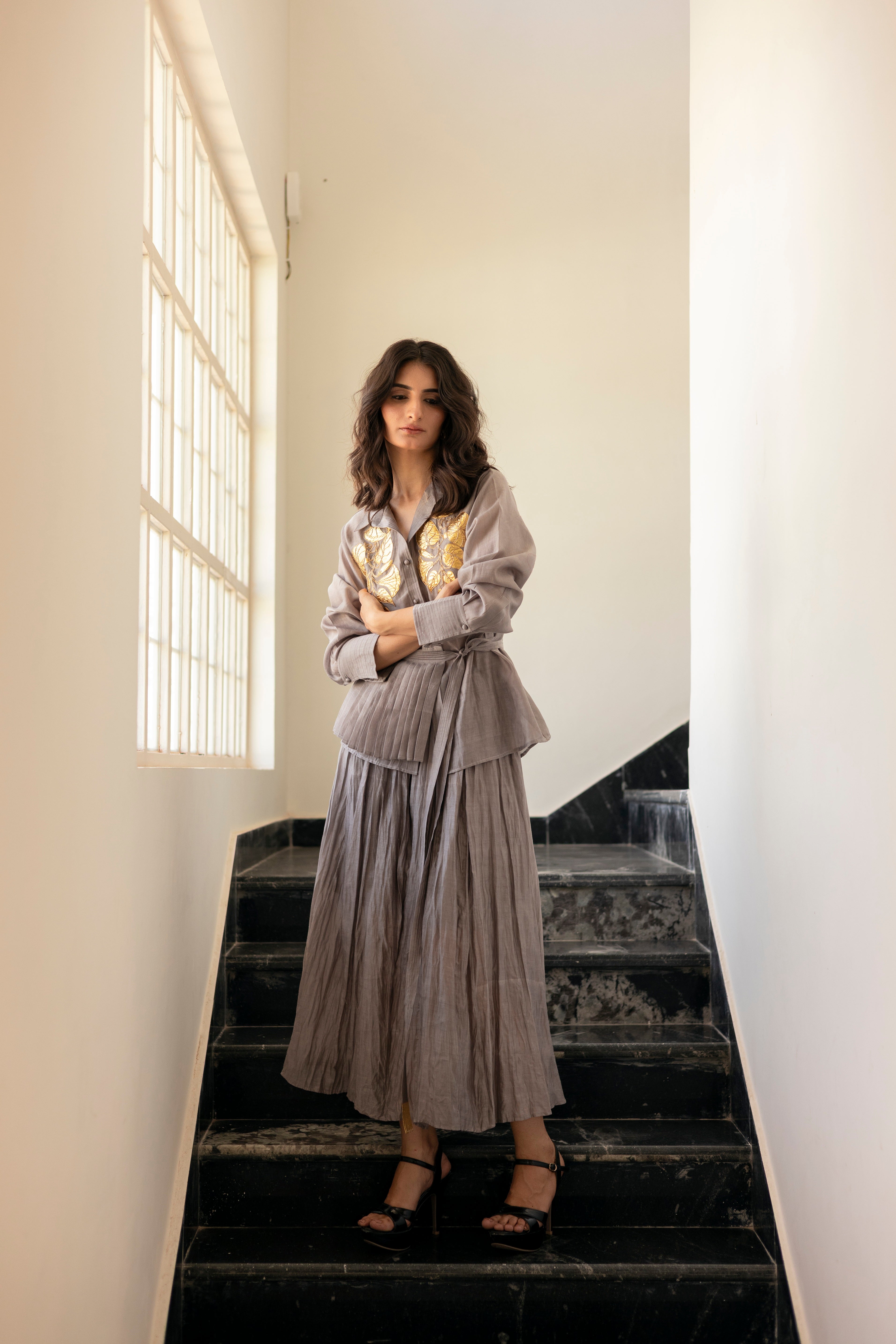 Steel Grey Botanica Gotapatti shirt