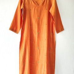 Orange Gold Gota Patti Hand Embroidered Kurta & Pants Set