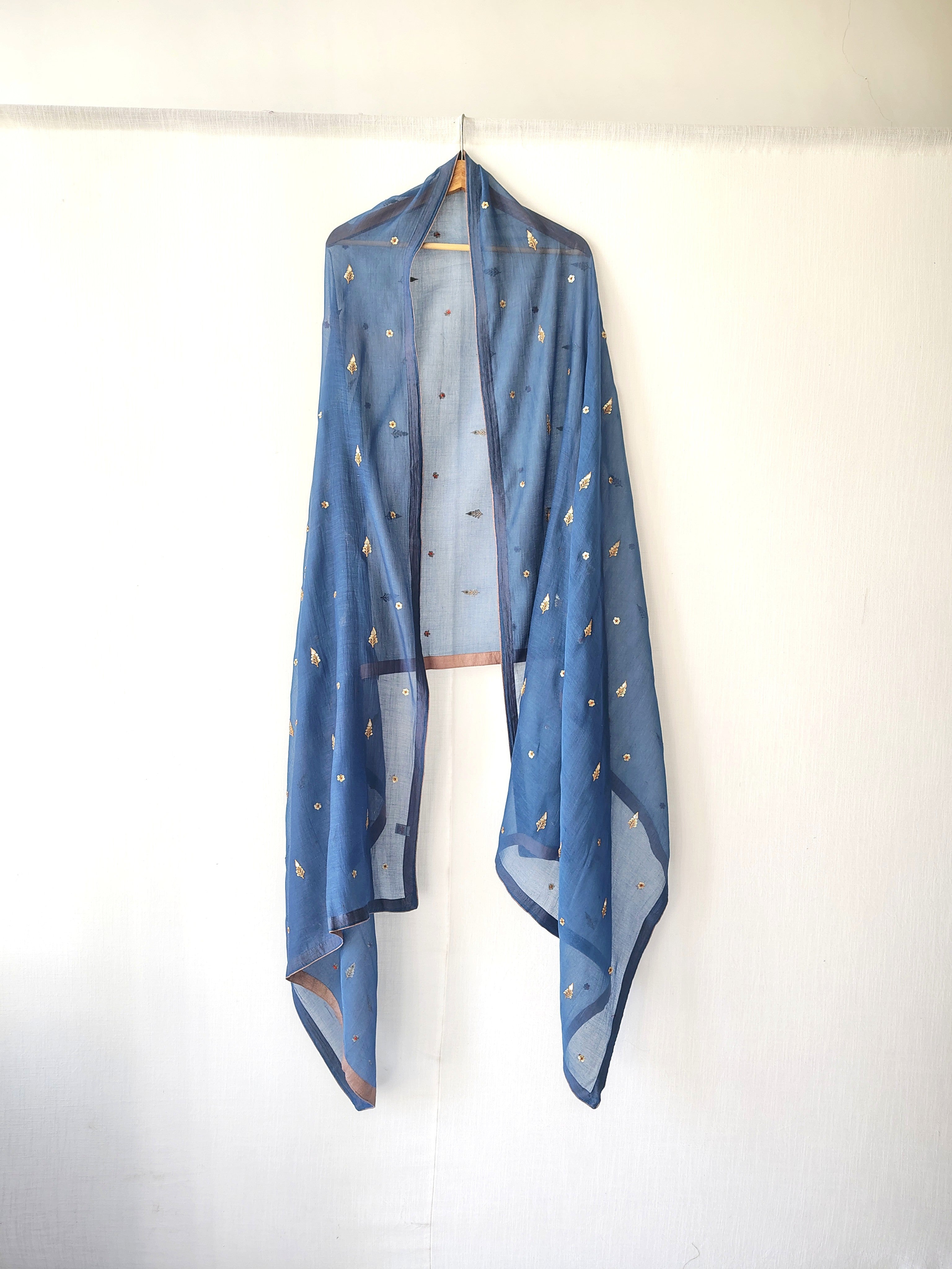 Blue Chanderi Gota Patti Embroidered Dupatta