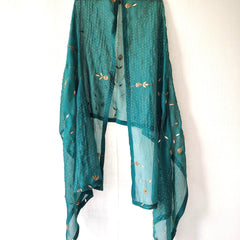 Green Gota Patti Sequins Hand Embroidered Festive Dupatta