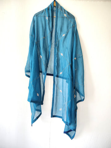 Teal Gota Patti Hand Embroidered Festive Dupatta
