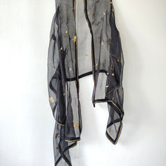 Black Gold Organza Gota Patti Hand Embroidered Festive Dupatta