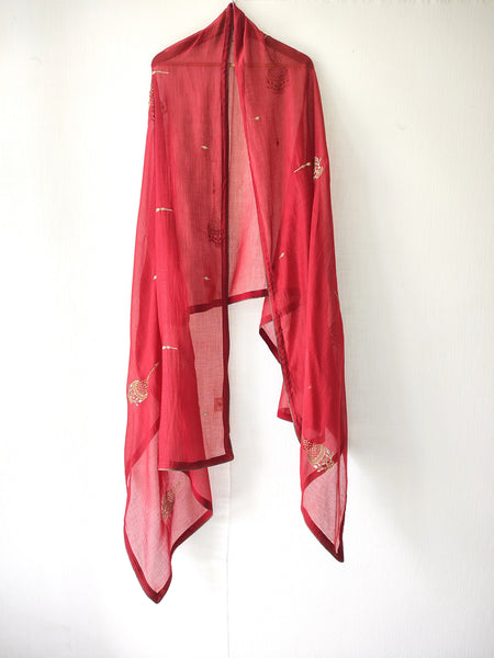 Rust Hand Embroidered Gota Patti Sequins Festive Dupatta