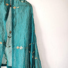 Green Gota Patti Sequins Hand Embroidered Festive Dupatta
