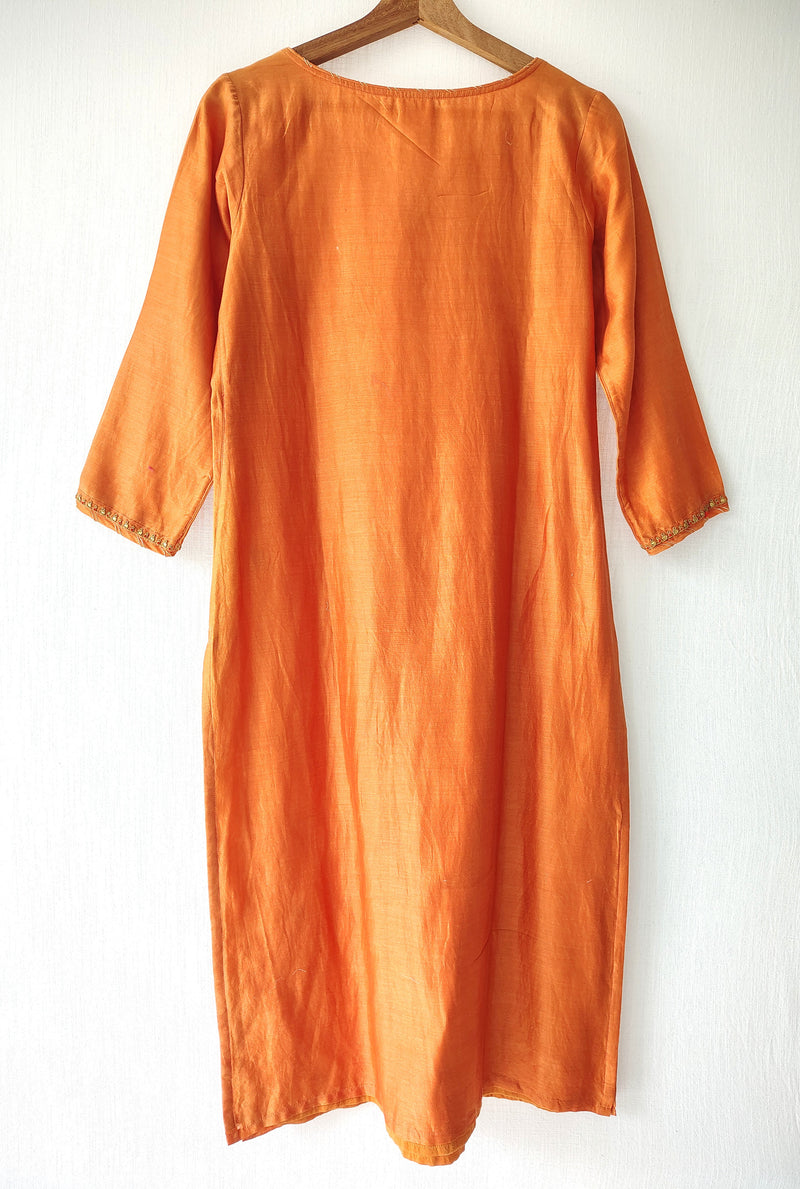 Orange Gold Gota Patti Hand Embroidered Kurta & Pants Set