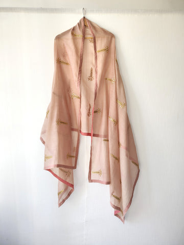 Dusty Rose Gota-Patti Chanderi Cotton Silk Festive Dupatta