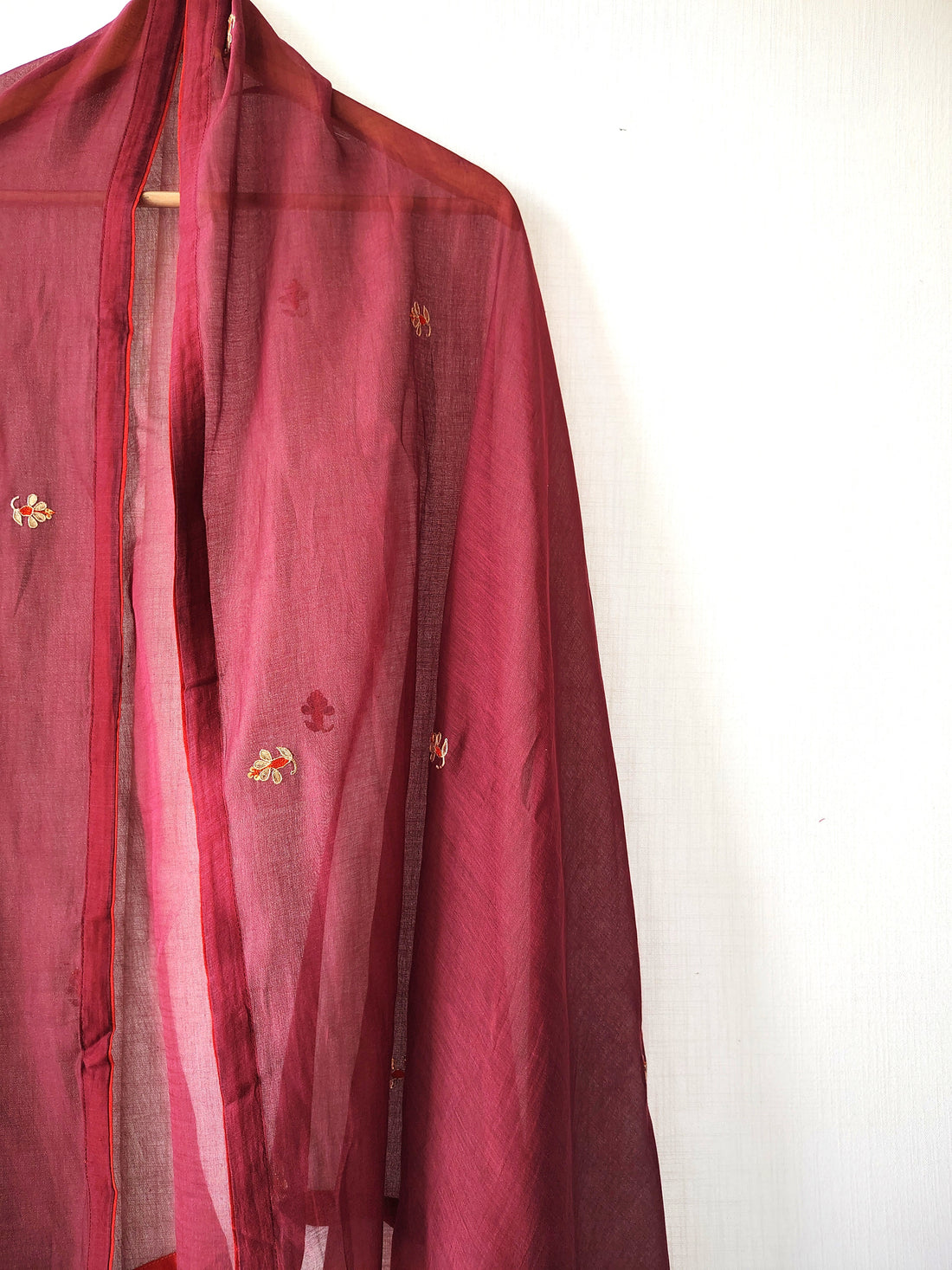 Maroon Gota Patti Hand Embroidered Festive Dupatta