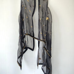Black Gold Organza Gota Patti Hand Embroidered Festive Dupatta