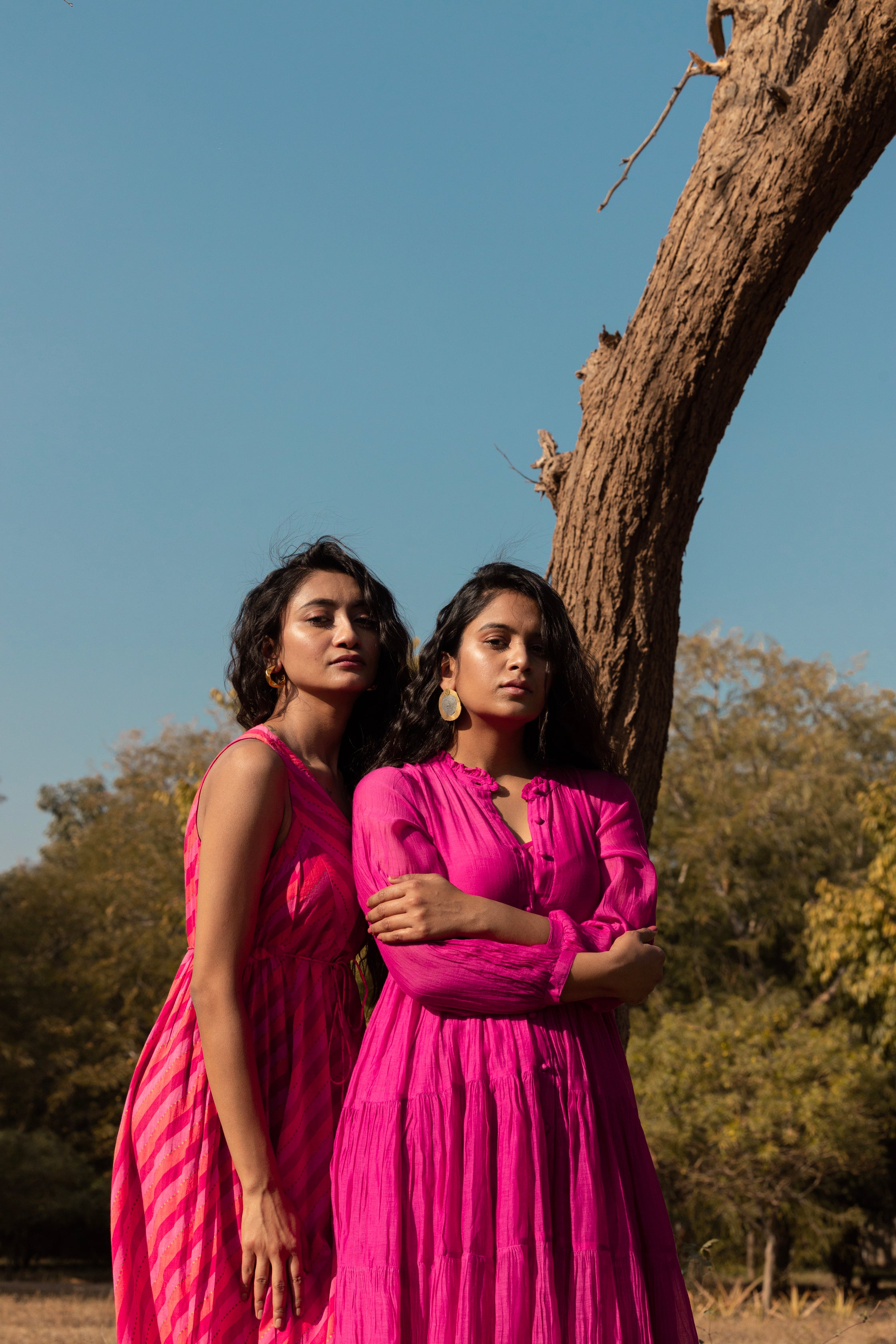 Hirni Tiered Long Chanderi Maxi Dress