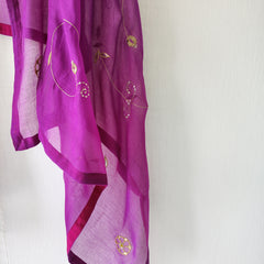 Purple Gota Patti Hand Embroidered Sequins Festive Dupatta