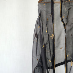 Black Gold Organza Gota Patti Hand Embroidered Festive Dupatta