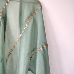 Sage Green Gota Patti Hand Embroidered Festive Dupatta