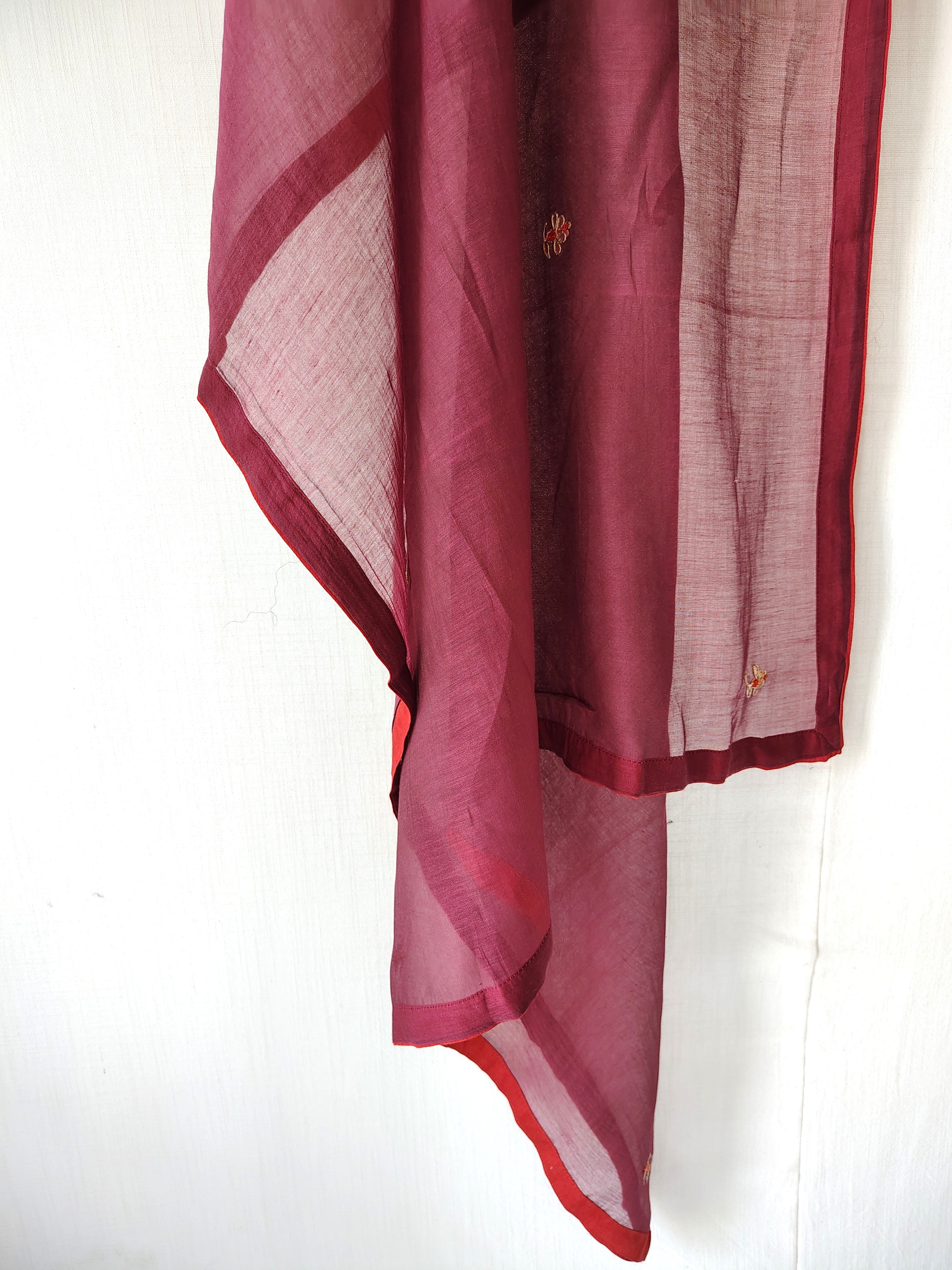 Maroon Gota Patti Hand Embroidered Festive Dupatta