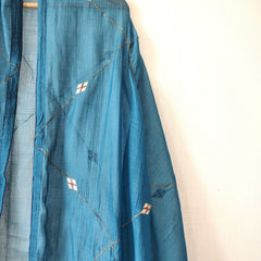 Teal Gota Patti Hand Embroidered Festive Dupatta