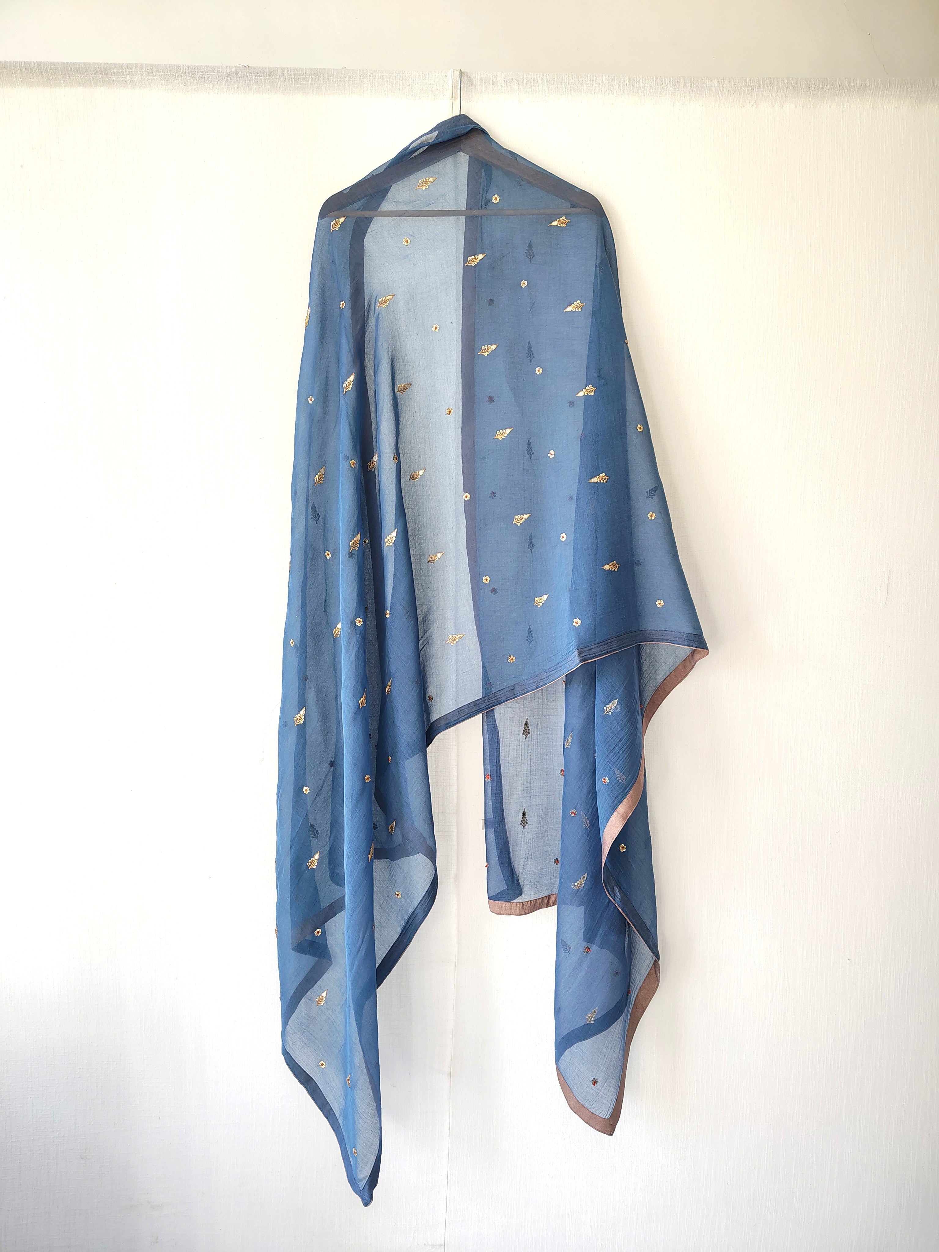Blue Chanderi Gota Patti Embroidered Dupatta