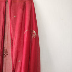 Rust Hand Embroidered Gota Patti Sequins Festive Dupatta