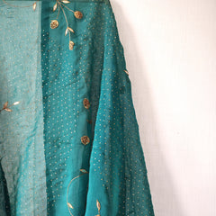 Green Gota Patti Sequins Hand Embroidered Festive Dupatta