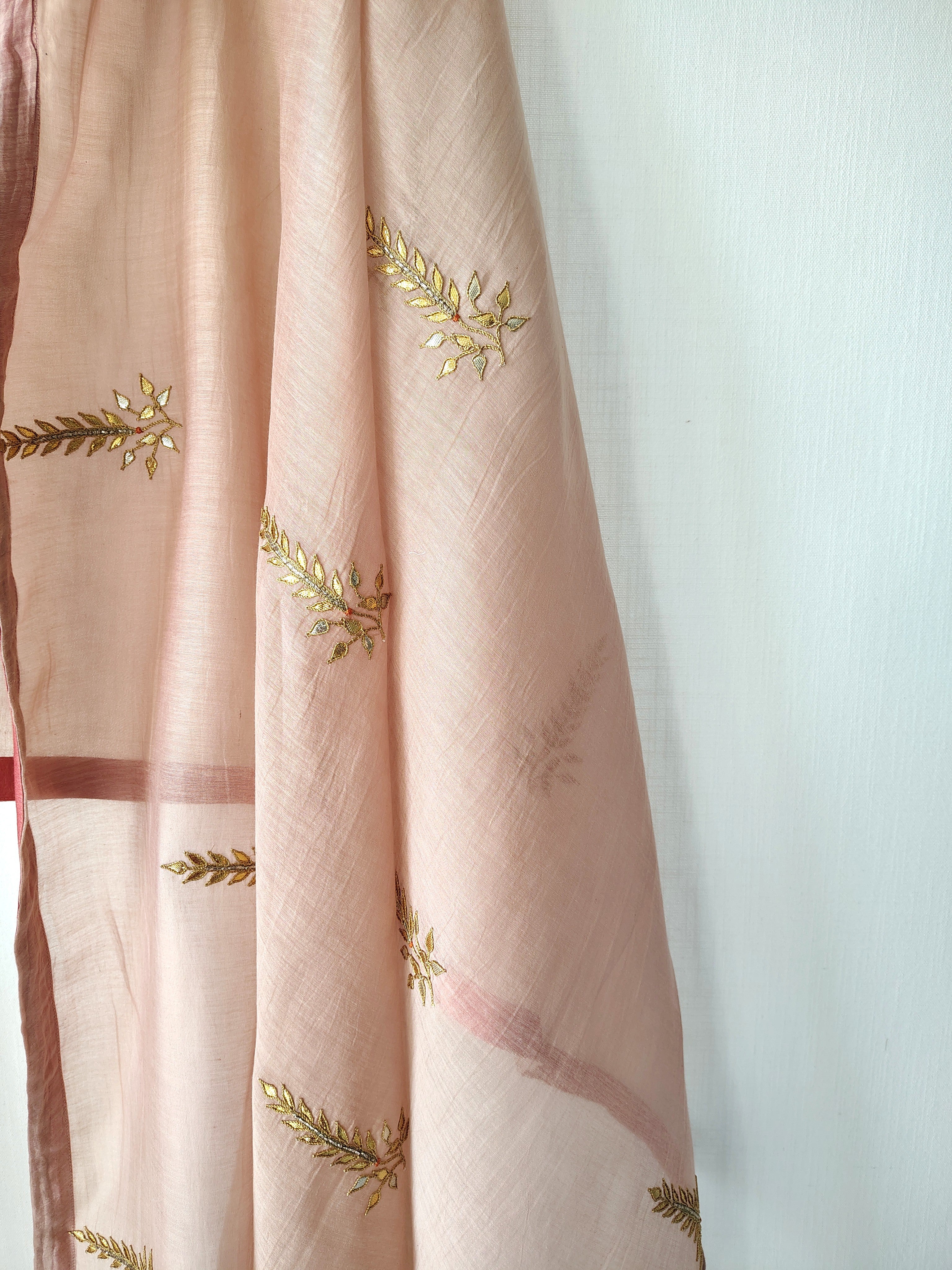 Dusty Rose Gota-Patti Chanderi Cotton Silk Festive Dupatta