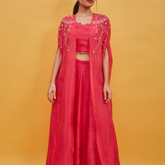 BRINK PINK CROP TOP LEHENGA SET