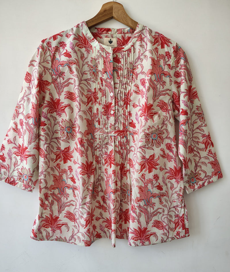 Pink Cotton Hand Block Printed Tunic