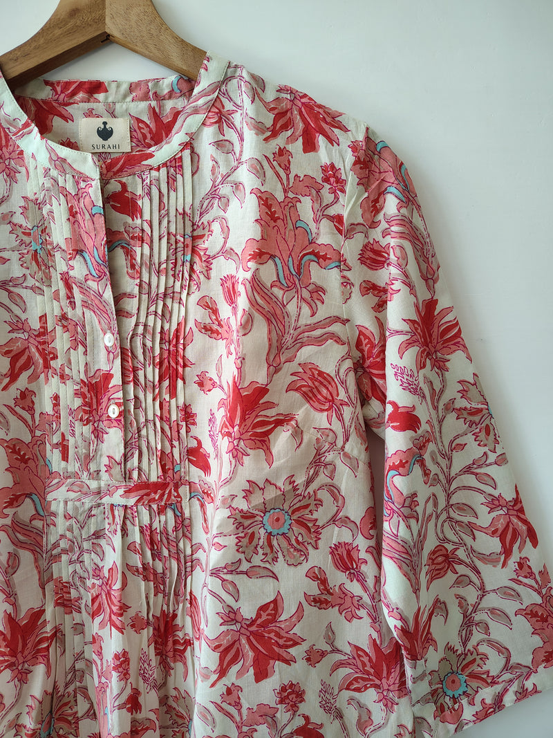 Pink Cotton Hand Block Printed Tunic