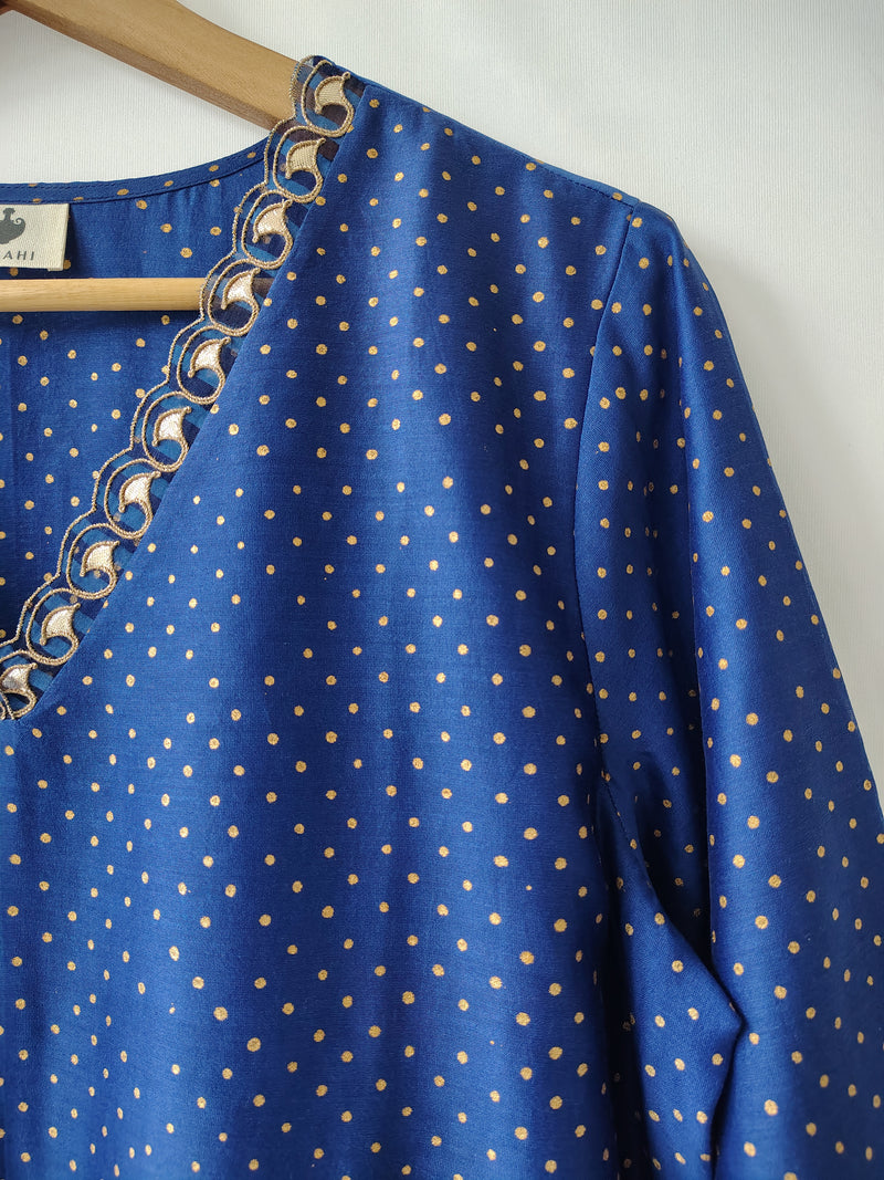 Blue Gota Patti Hand Embroidered Kurta & Pant Set
