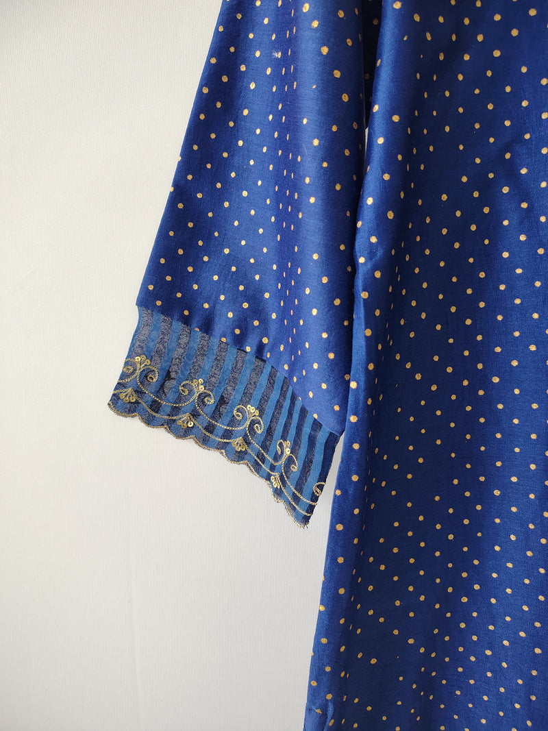 Blue Gota Patti Hand Embroidered Kurta & Pant Set