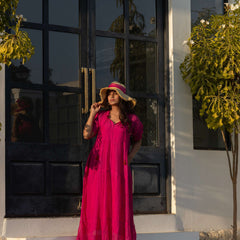 Pink Chanderi Tiered Dress