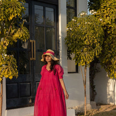 Pink Chanderi Tiered Dress