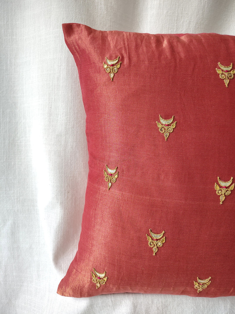 Rust Gota Patti Hand Embroidery Cotton Silk Cushion Covers