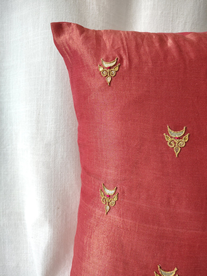 Rust Gota Patti Hand Embroidery Cotton Silk Cushion Covers