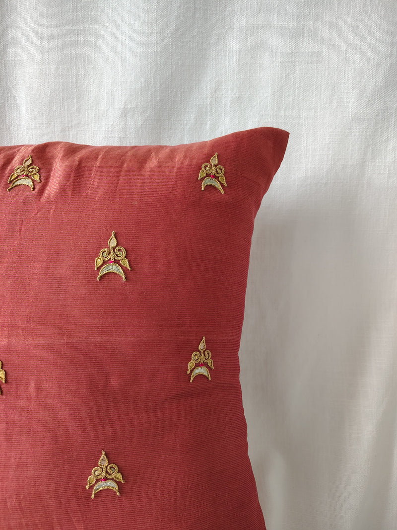 Rust Gota Patti Hand Embroidery Cotton Silk Cushion Covers
