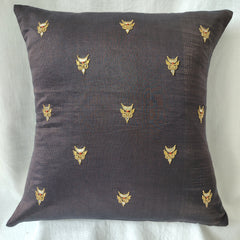 Gold Brown Gota Patti Hand Embroidery Cotton Silk Cushion Covers