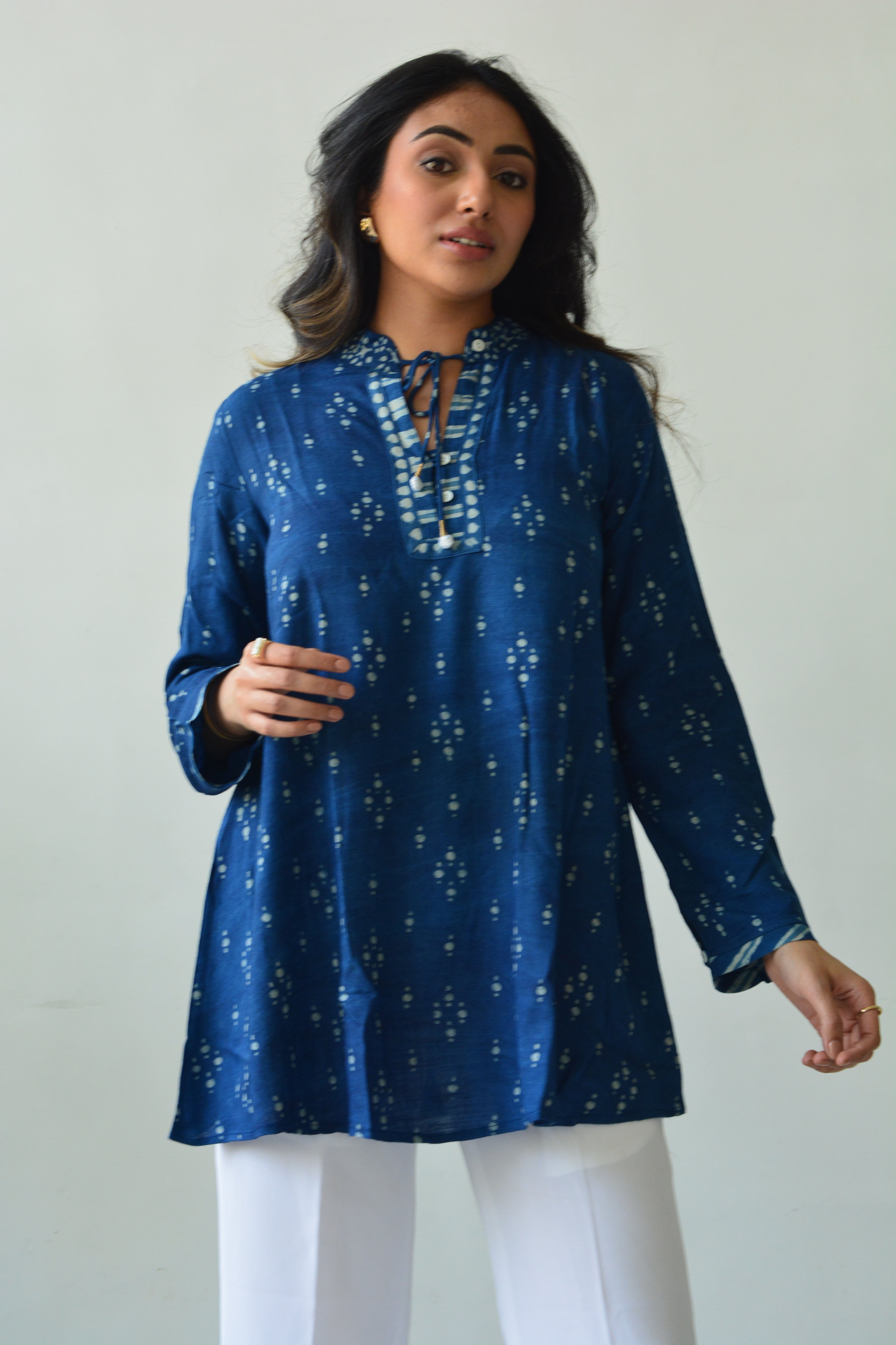 Indigo Tunic Top - Hand Block Print