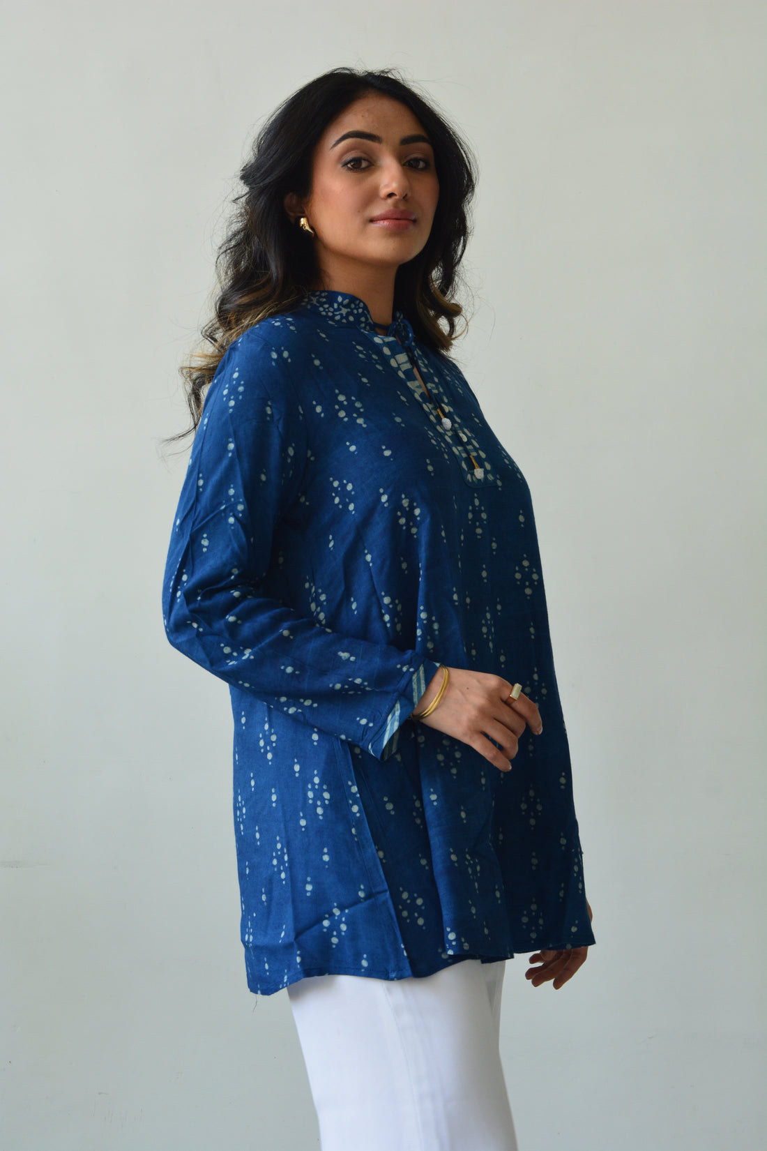 Indigo Tunic Top - Hand Block Print