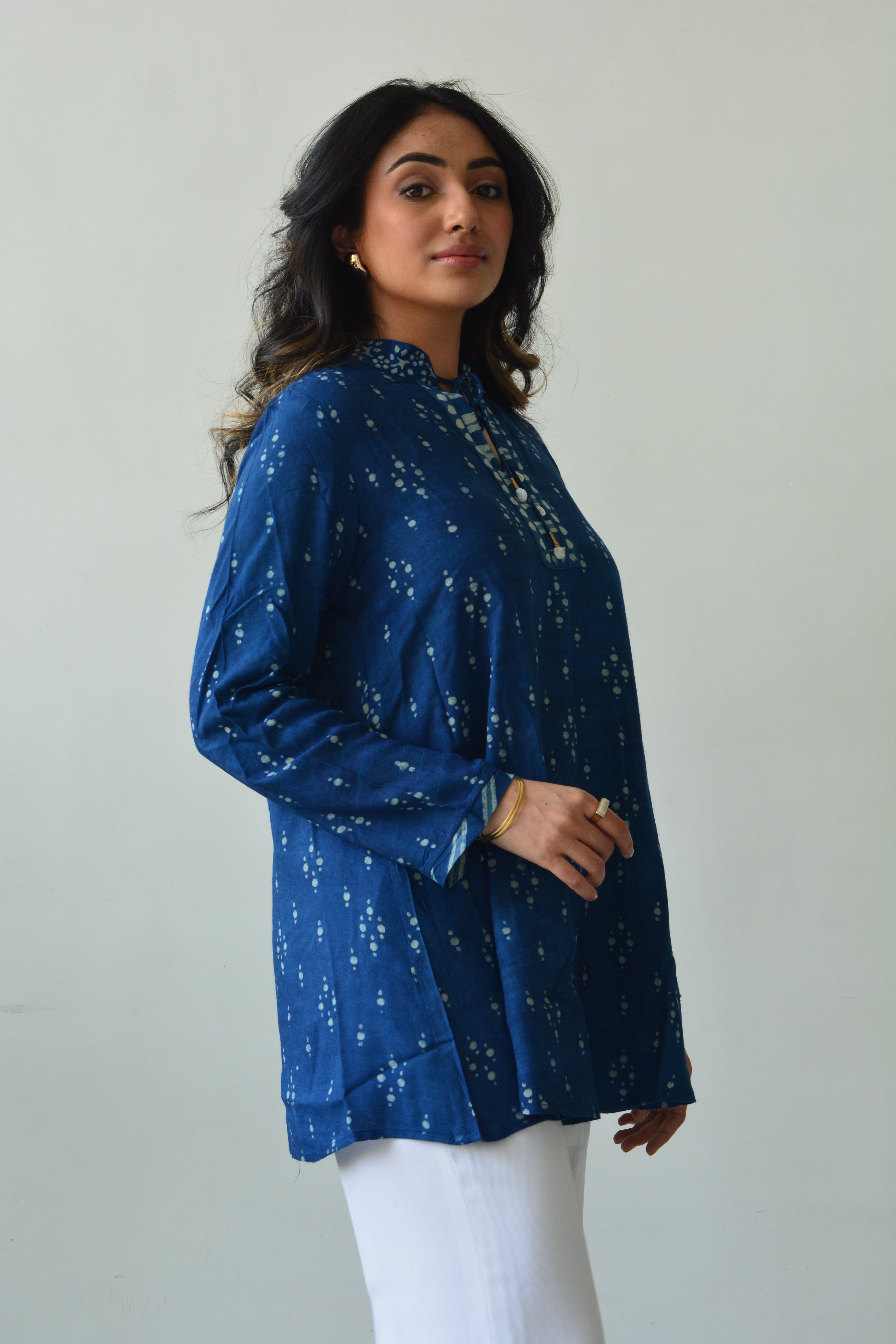 Indigo Tunic Top - Hand Block Print