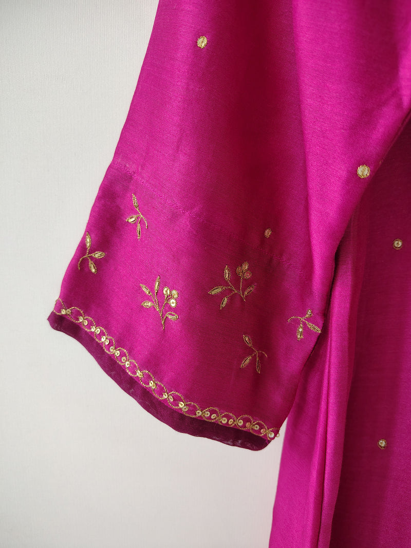 Rani Pink Gota Patti Hand Embroidered Kurta & Pant Set