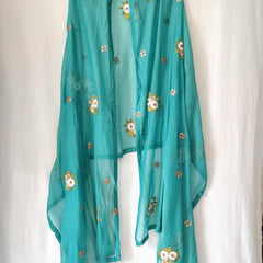 Festive Floral Hand Embroidered Gota Patti Dupatta