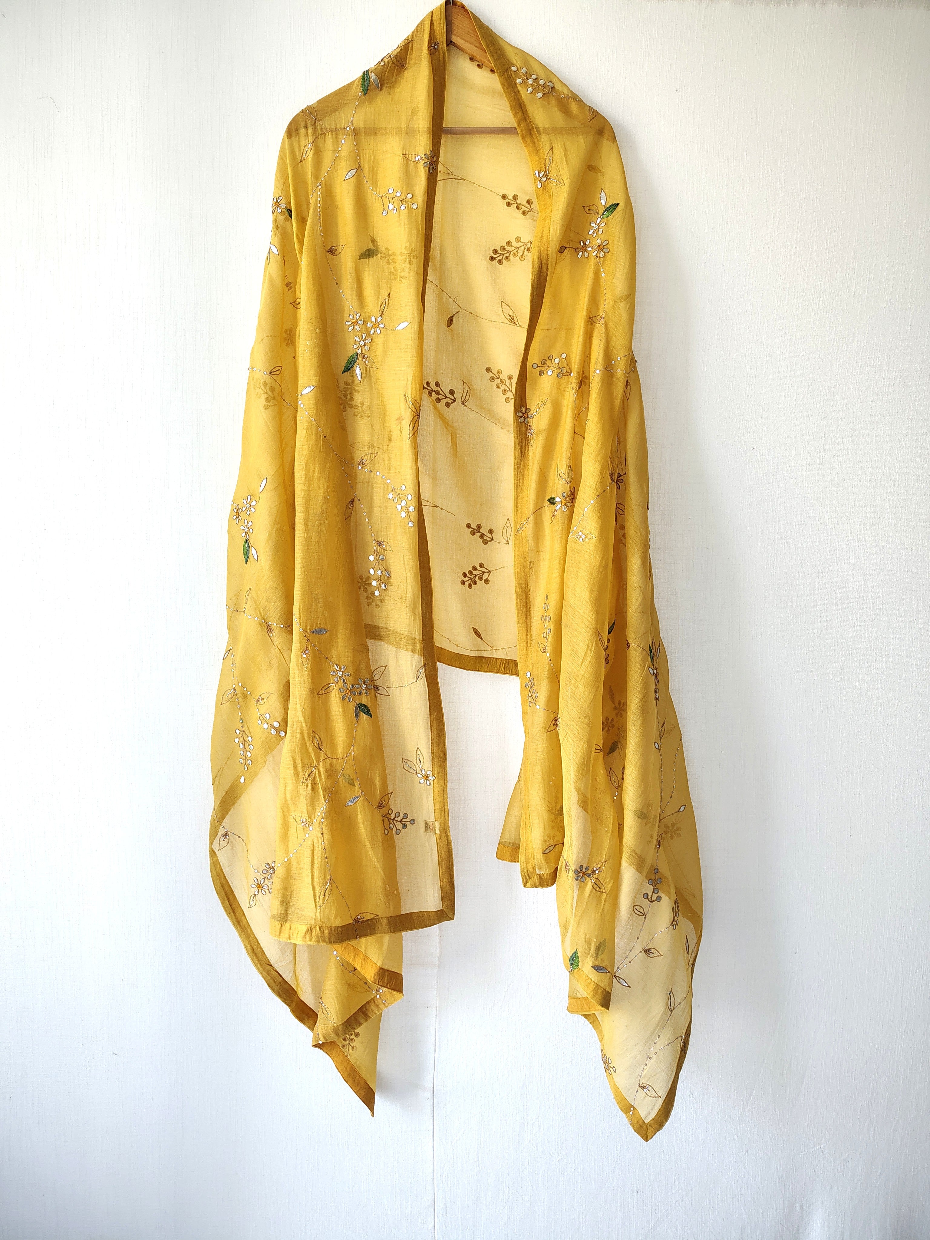 Gold Gota Patti jaal Embroidered Festive Dupatta