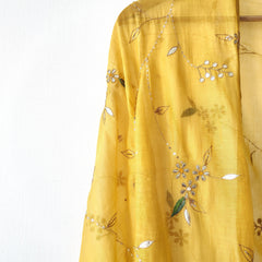 Mustard Gold Gota Patti Hand Embroidered Sequins Festive Dupatta