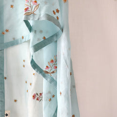 Turquoise Floral Hand Embroidered Gota Patti Festive Dupatta
