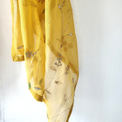 Mustard Gold Gota Patti Hand Embroidered Sequins Festive Dupatta