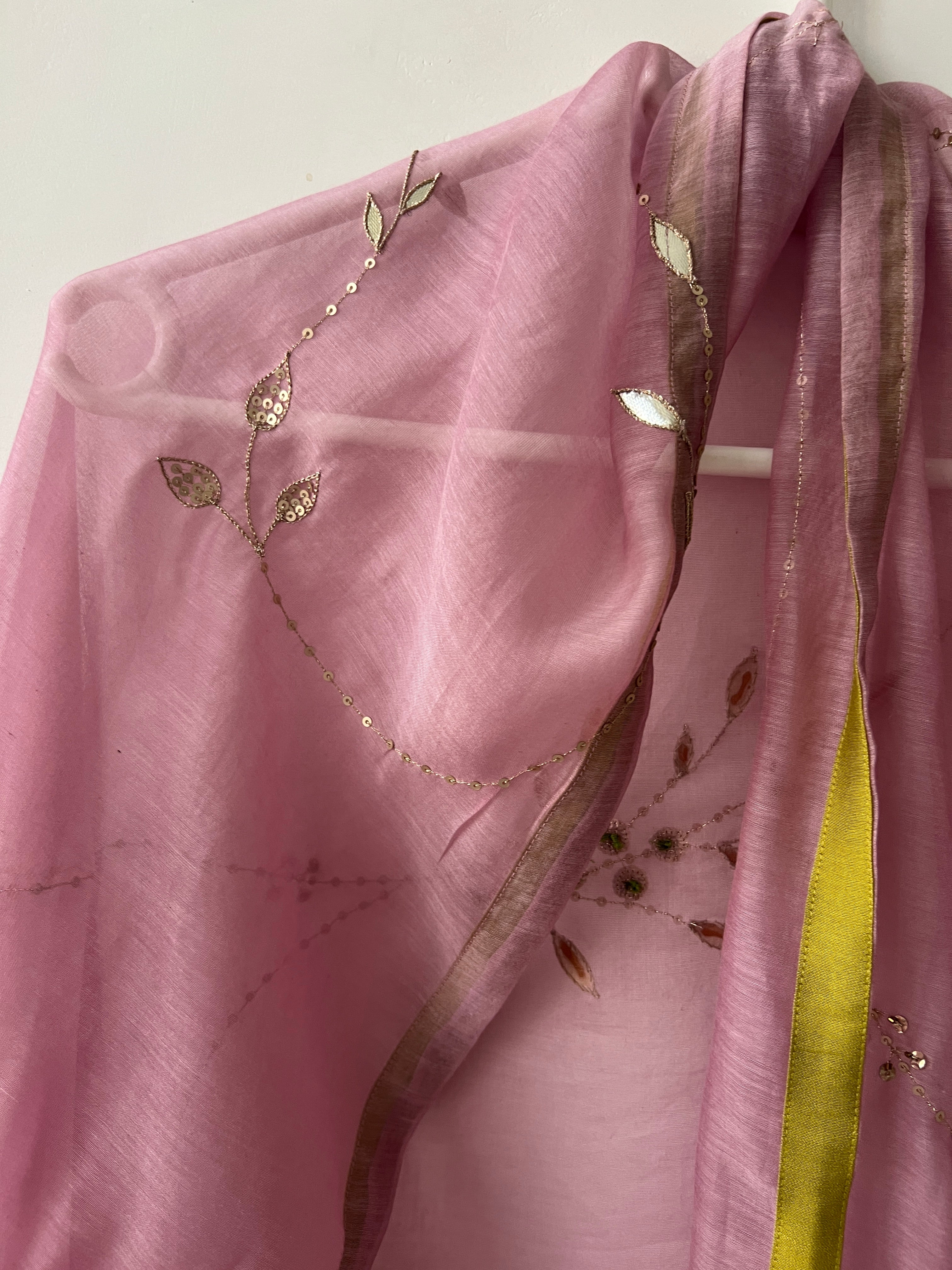 Lavender & Mustard Dandelion Bel Dupatta