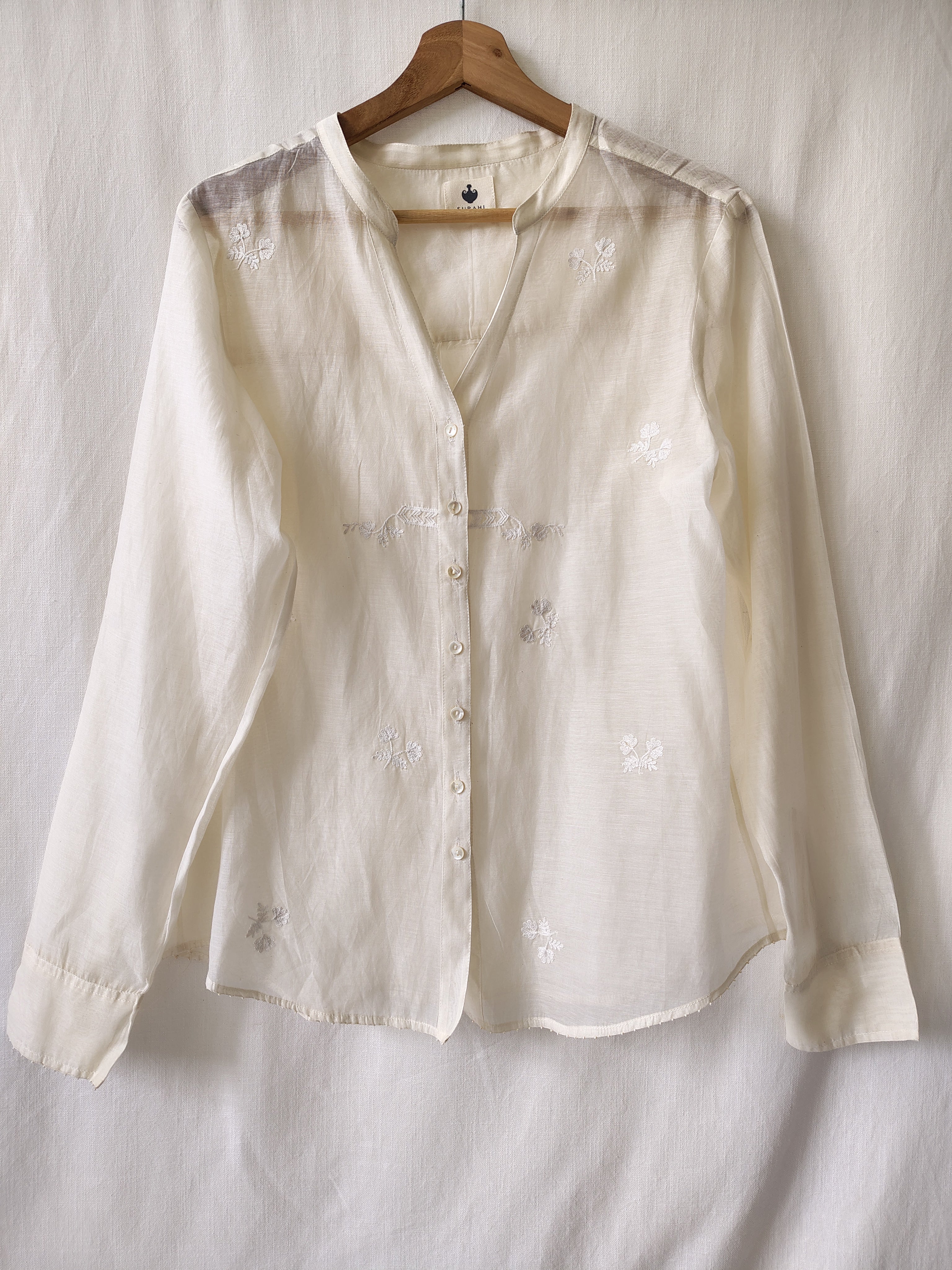Hand Embroidered Sheer Chanderi Shirt