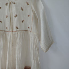 Ivory Hand Embroidered Sheer Cotton Silk Dress